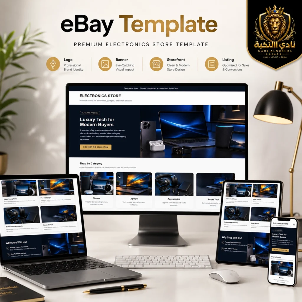 قالب متجر eBay للإلكترونيات والتقنية بتصميم احترافي