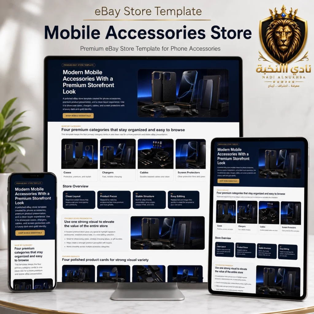 قالب متجر eBay للهواتف والإكسسوارات بتصميم احترافي